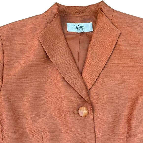 Burnt Orange Textured Le Suit Petite Retro Blazer Jacket (8P) - Picture 2 of 5